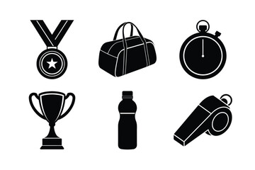 Sports Accessories vector silhouette set