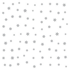 snowflakes shape pattern, black and white illustration of flakes of snow on white, seamless repeatable texture