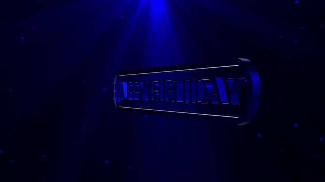 happy, birthday, celebration, greeting, text, typography, blue, neon, glow, light, dark, design, graphic, anniversary, event, party, message, digital, abstract, 3d, render, vintage, retro, sign, banne