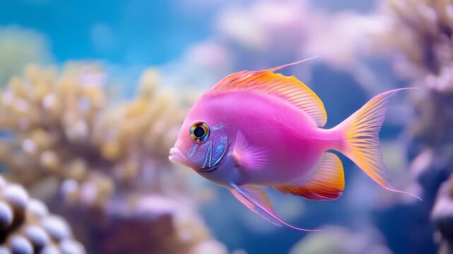 Bright pink tropical fish in reef  