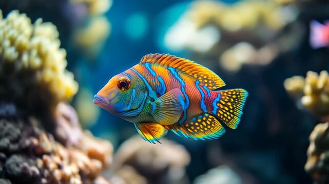 Colorful exotic fish in coral habitat