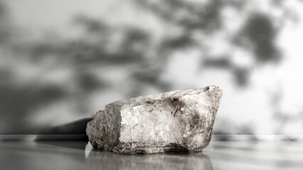 Minimalist rock podium with soft shadows and seamless background
