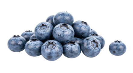 Pile of fresh blue blueberries with water droplets on black background blueberry fruit, Isolated On Png Transparent Background