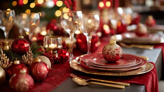 Luxury Christmas dinner table setup