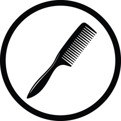 Illustration black comb inside circle minimalistic design silhouette vector