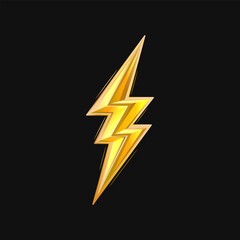 Thunderbolt logo, icon. Neon Abstract Lightning bolt sign isolated on black background. Vector illustration