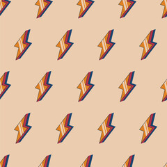 Lightnings Bolt Background. Thunder bolt seamless pattern. Vintage thunder bolt icons isolated on white background. Vector illustration