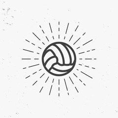 Old Soccer Ball icon with Sunburst. Vintage Football ball with grunge effect. Vector illustration