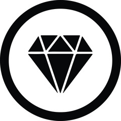 Illustration Diamond precious stone in circle shape silhouette vector