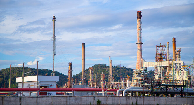 Oil and Gas Industrial zone,The equipment of oil refining,Close-up of industrial pipelines of an oil-refinery plant,Detail of oil pipeline with valves in large oil refinery.