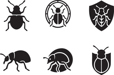 Naklejka premium Vine Weevil Silhouette Icon Set.eps
