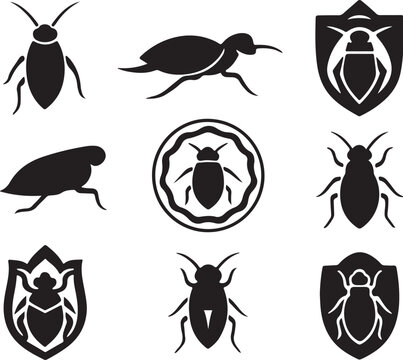 Diving Beetle Silhouette Icon Set.eps