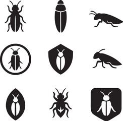 Jewel Beetle Silhouette Icon Set.eps
