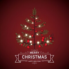 christmas greeting card with christmas tree