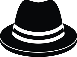 Black Fedora Hat Silhouette with White Band