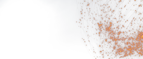 Flow of glowing bokeh lights particles isolated on transparent png background