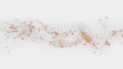 Flow of glowing bokeh lights particles isolated on transparent png background