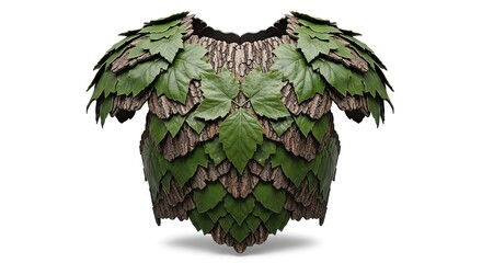 A unique armor made of natural elements: Leaves and bark for environmental protection