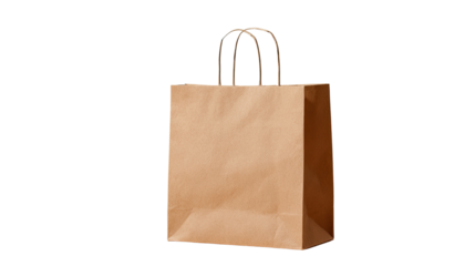 Simple shot of plain paper bag mockup standing upright showcasing minimal packaging design concept isolated on white background studio
