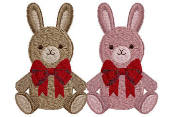手刺繍のペアのうさぎのぬいぐるみ