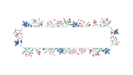 Rectangular floral frame with small red and blue flowers