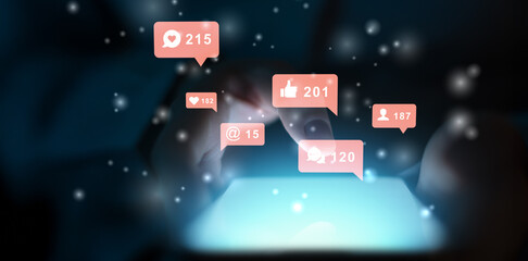 Digital Social Media Interaction and Online Engagement Displayed on Smartphone.