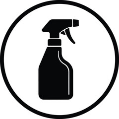 Illustration Spray bottle cleaning product in circular frame silhouette vector