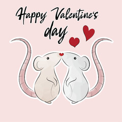 Valentine's Day card with two painted rats