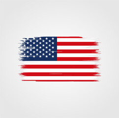 Abstract american flag with brushstroke texture on a light gray background