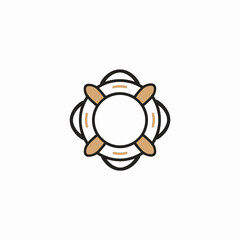 Life saver ring illustration in minimal style with brown details and copy space