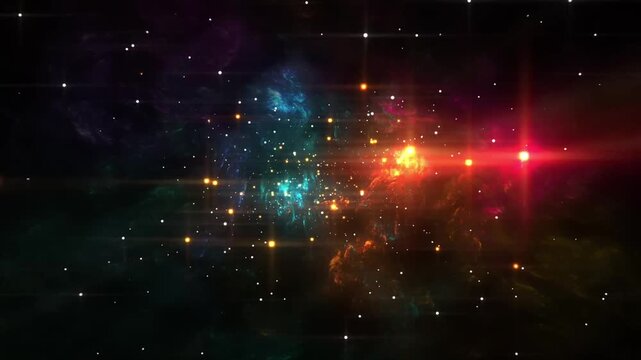 Colorful glittering deep space nebula cosmic cloud background with bright stars