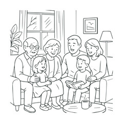 Happy Family Reading Together
