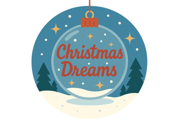 A glass orb glows with Christmas wishes and New Year dreams amid a snowy wonderland