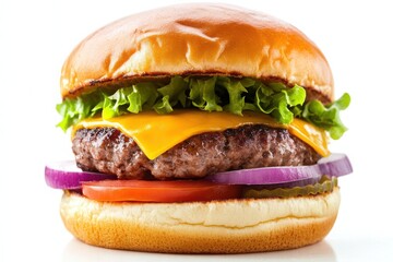 Close-up Shot of a Beef Burger on a Plain Background