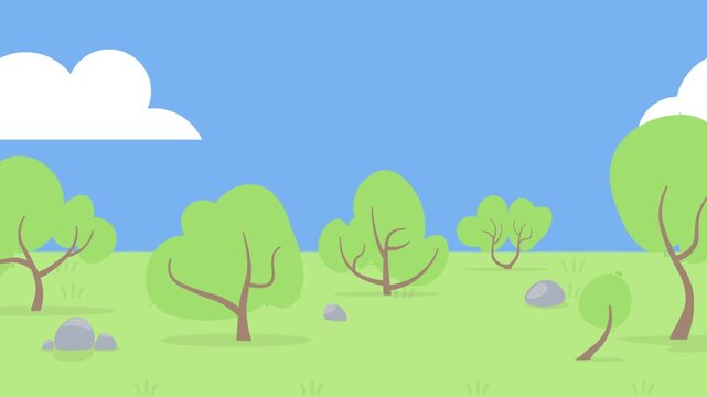 Flat design landscape with trees and clouds nature