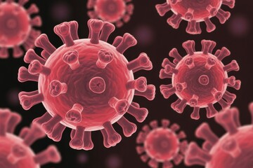 Realistic microscopic view of dangerous coronavirus infection pathogen