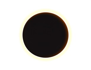 A graphic depicting a solar eclipse black disc encircled by a bright, hazy ring