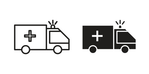 Ambulance icons set. Simple set of vector illustrations