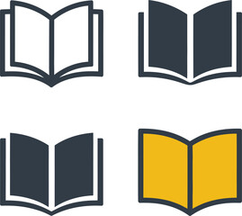 Open Book Icons Set – Outline, Solid and Colored Reading Symbols