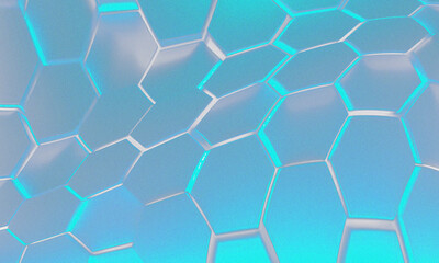 Abstract blue hexagonal pattern with digital texture transparent background