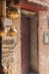 Architecture, porte dans la Médina, Marrakech, Maroc