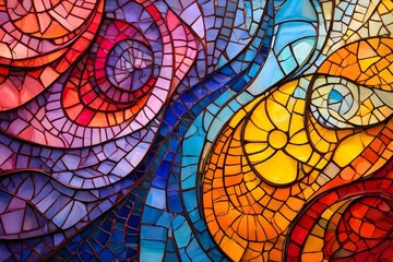 Vibrant Abstract Swirls in Stained Glass Style