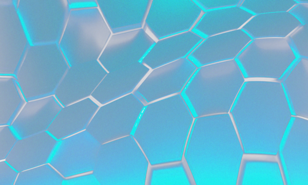 Abstract blue hexagonal pattern with digital texture transparent background - Powered by Adobe