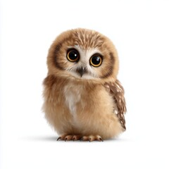 Fototapeta premium Cute owl portrait studio photography adorable animal soft environment close-up view wildlife concept