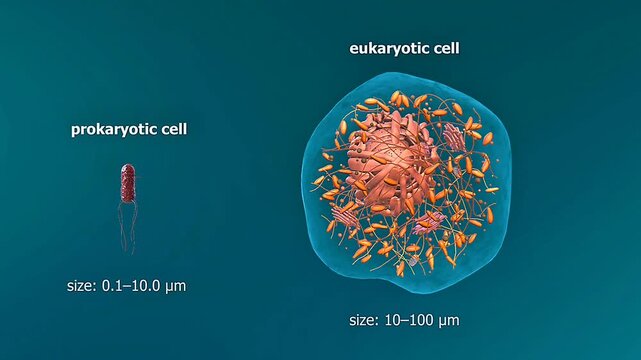 Comparison of the size if prokaryotic and eukaryotic cell