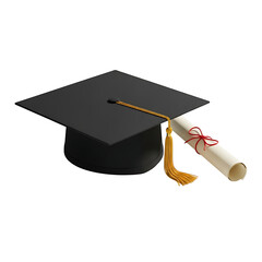 Graduation cap and diploma symbolizing academic achievement