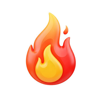 Vibrant 3d fire emoji with realistic flames