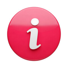 Glossy red information icon with white letter i