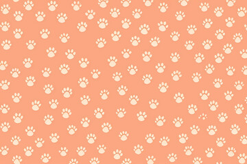 pattern with paw print on peach background for fabric, decor and children's design