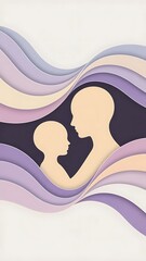 Soft Pastel Flat Design Illustration Representing Neurodiversity as Harmonious Geometric Waves Supporting a Child&rsquo;s Internal Cognitive Rhythm, with a Parent Silhouette Integrated into the Flow on a Cl